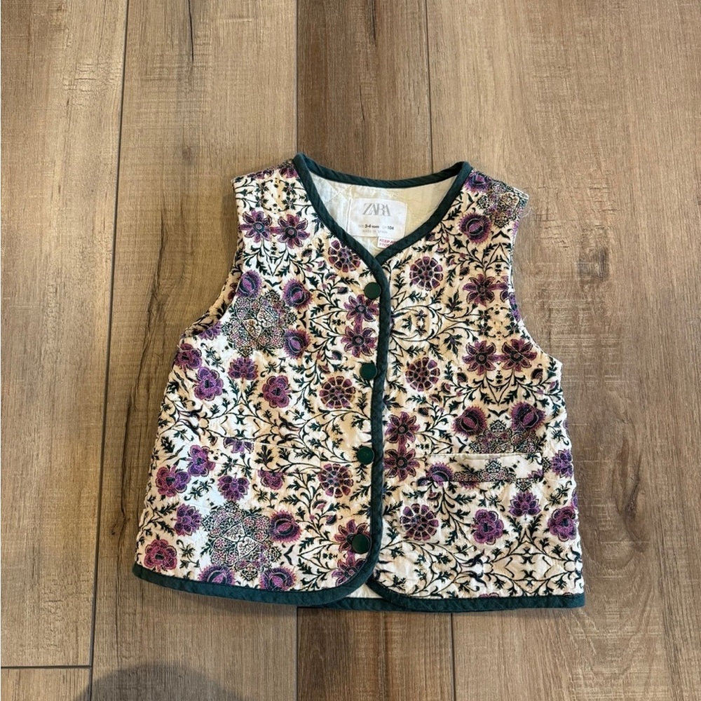 Zara Flower Quilted Vest 3-4y
